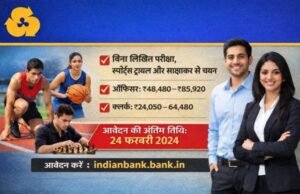 Employment : बिना परीक्षा इंडियन बैंक में क्लर्क बनने का मौका, स्पोर्ट्स कोटा भर्ती जारी — ऐसे करें अप्लाई